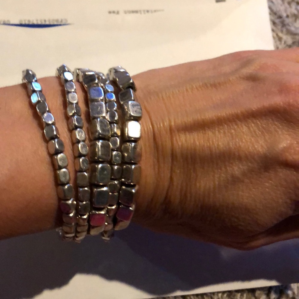 Silver Beaded Bracelet Set